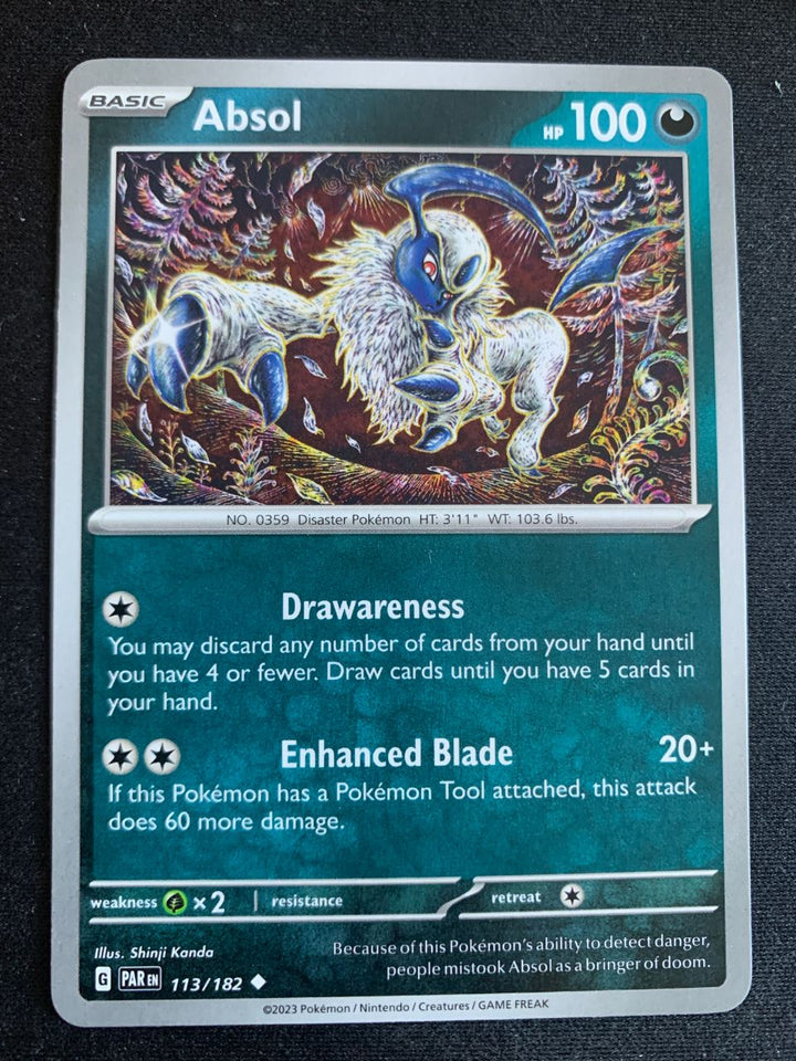 Absol (Englisch) 113/182 – Paradoxrift (Karmesin & Purpur) – Pokémon Karte Matt
