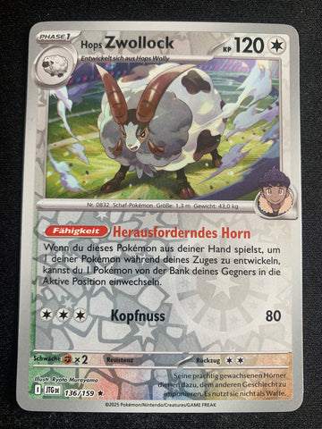 Hops Zwollock 136/159 – Reisegefährten (Karmesin & Purpur) – Pokémon Karte Reverse Holo