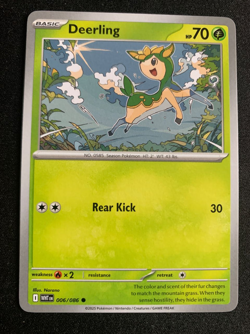 Deerling (Englisch) 6/86 – Weiße Flammen (Karmesin & Purpur) – Pokémon Karte Matt