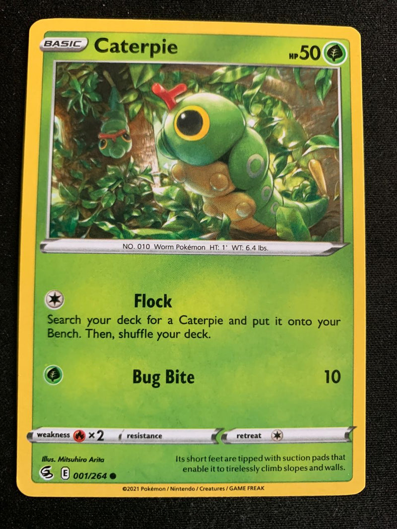 Caterpie (Englisch) 1/264 – Fusionsangriff (Schwert & Schild) – Pokémon Karte Matt