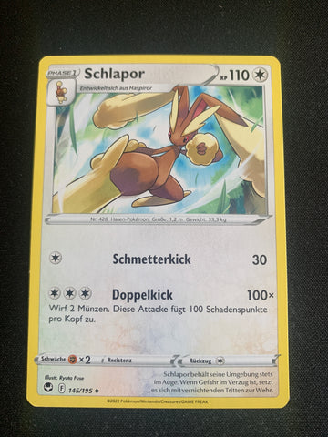 Schlapor 145/195 – Silberne Sturmwinde (Schwert & Schild) – Pokémon Karte Matt