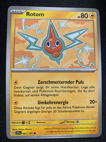 Rotom 61/191 – Stürmische Funken (Karmesin & Purpur) – Pokémon Karte Matt
