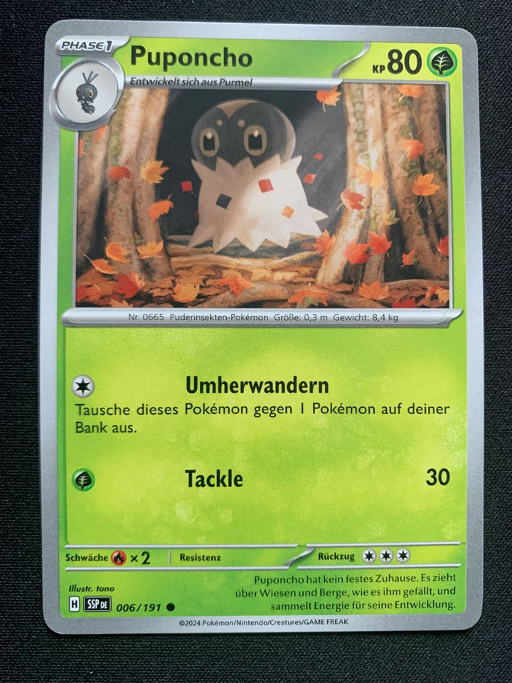 Puponcho 6/191 – Stürmische Funken (Karmesin & Purpur) – Pokémon Karte Matt