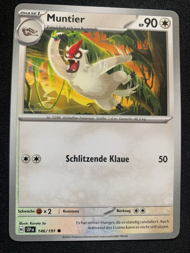 Muntier 146/191 – Stürmische Funken (Karmesin & Purpur) – Pokémon Karte Matt