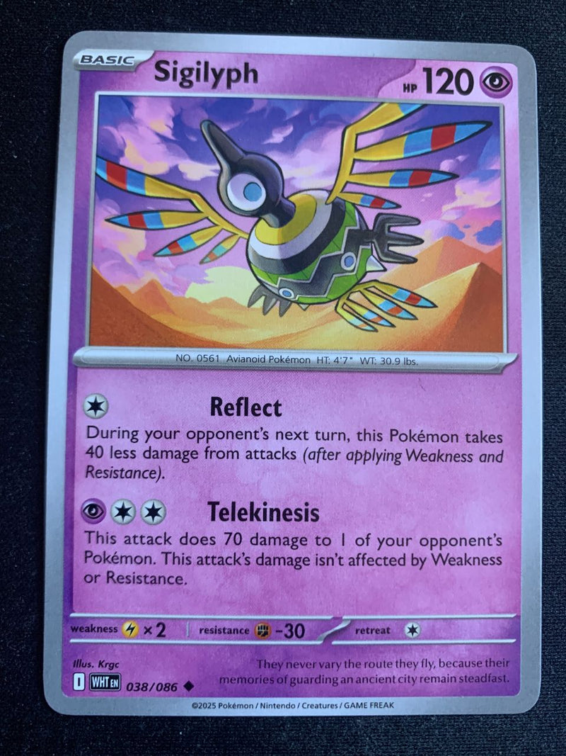 Sigilyph (Englisch) 38/86 – Weiße Flammen (Karmesin & Purpur) – Pokémon Karte Matt