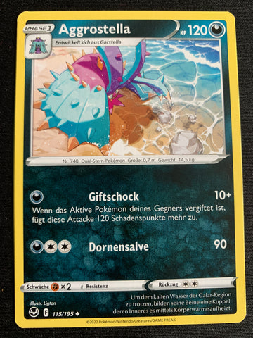 Aggrostella 115/195 – Silberne Sturmwinde (Schwert & Schild) – Pokémon Karte Matt
