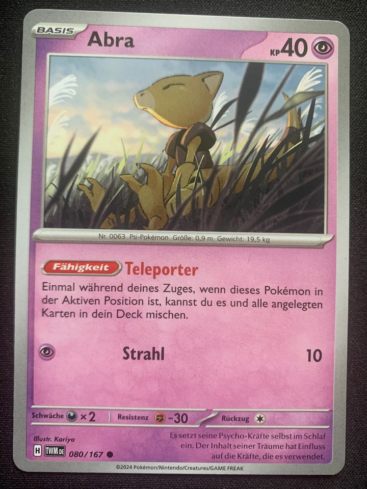 Abra 80/167 – Maskerade im Zwielicht (Karmesin & Purpur) – Pokémon Karte Matt