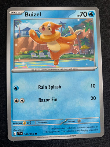 Buizel (Englisch) 46/198 – Karmesin & Purpur – Pokémon Karte Matt