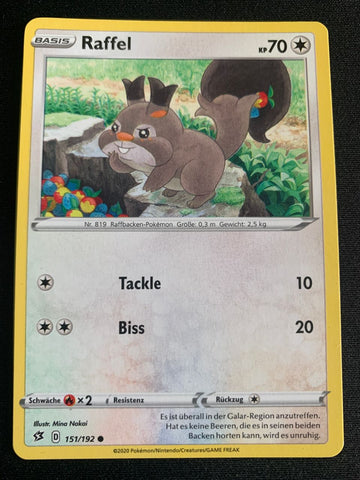 Raffel 151/192 – Clash der Rebellen (Schwert & Schild) – Pokémon Karte Matt