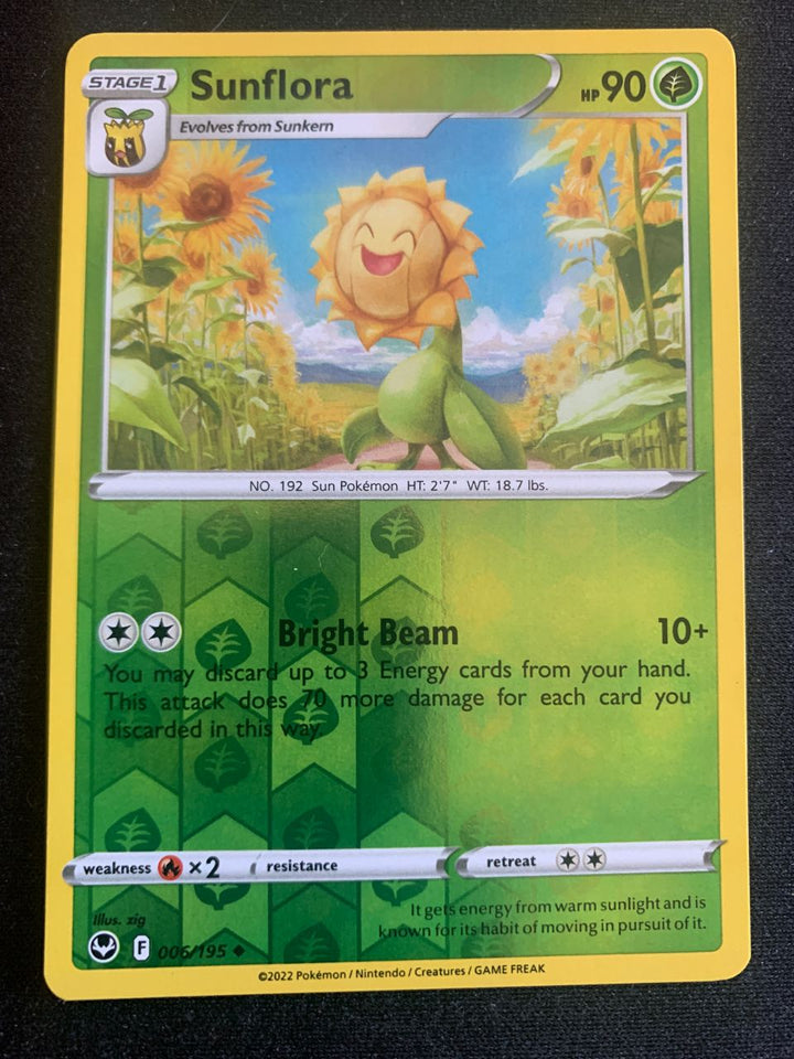 Sunflora 6/195 – Silberne Sturmwinde (Schwert & Schild) – Pokémon Karte Reverse Holo