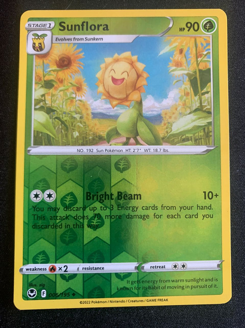 Sunflora 6/195 – Silberne Sturmwinde (Schwert & Schild) – Pokémon Karte Reverse Holo