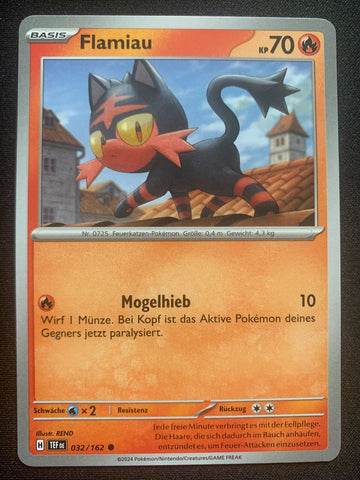Flamiau 32/162 – Gewalten der Zeit (Karmesin & Purpur) – Pokémon Karte Matt