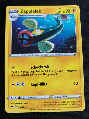 Zapplalek 58/185 – Farbenschock (Schwert & Schild) – Pokémon Karte Matt