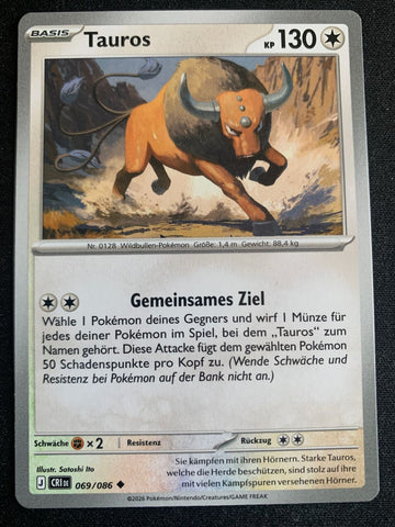 Tauros 69/86 – Wachsendes Chaos (Mega-Entwicklung) – Pokémon Karte Matt