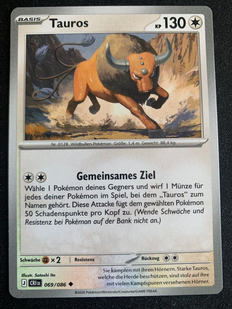 Tauros 69/86 – Wachsendes Chaos (Mega-Entwicklung) – Pokémon Karte Matt
