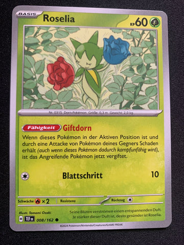 Roselia 8/162 – Gewalten der Zeit (Karmesin & Purpur) – Pokémon Karte Matt