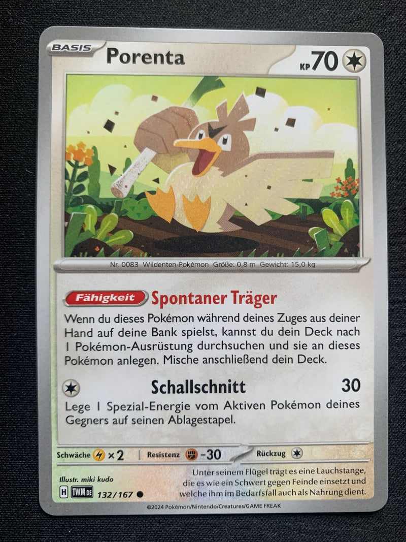 Porenta 132/167 – Maskerade im Zwielicht (Karmesin & Purpur) – Pokémon Karte Matt