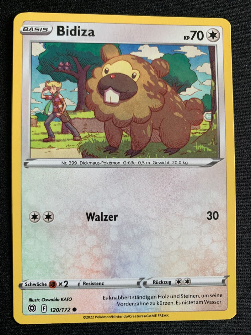 Bidiza 120/172 – Strahlende Sterne (Schwert & Schild) – Pokémon Karte Matt