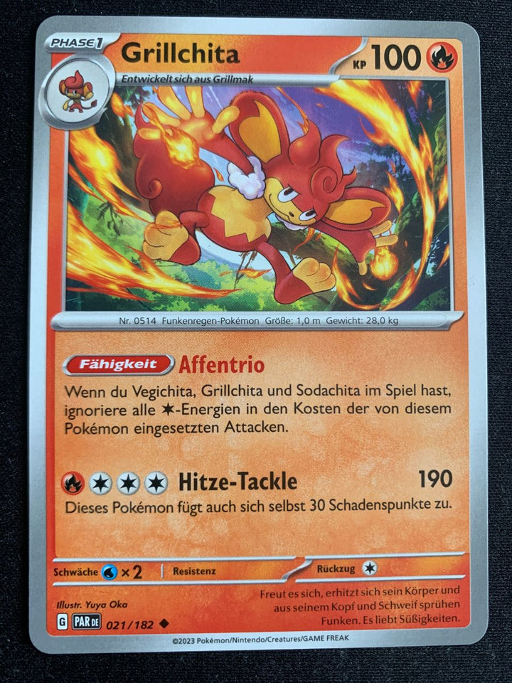 Grillchita 21/182 – Paradoxrift (Karmesin & Purpur) – Pokémon Karte Matt