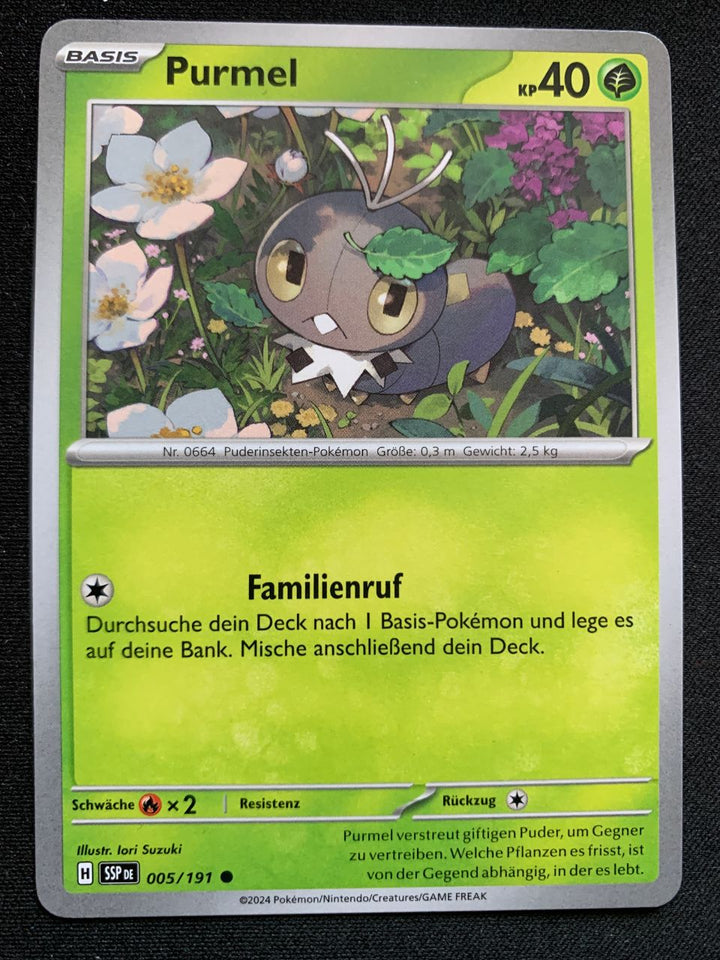 Purmel 5/191 – Stürmische Funken (Karmesin & Purpur) – Pokémon Karte Matt