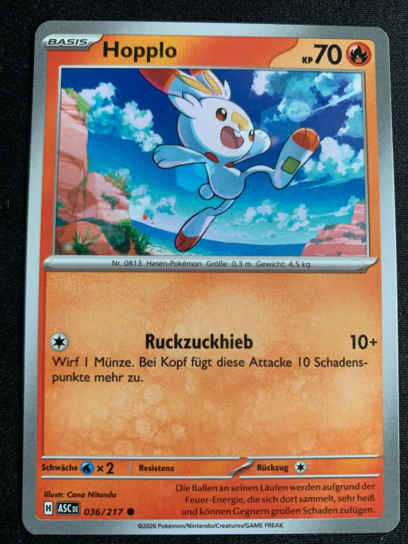 Hopplo 36/217 – Erhabene Helden (Mega-Entwicklung) – Pokémon Karte Matt