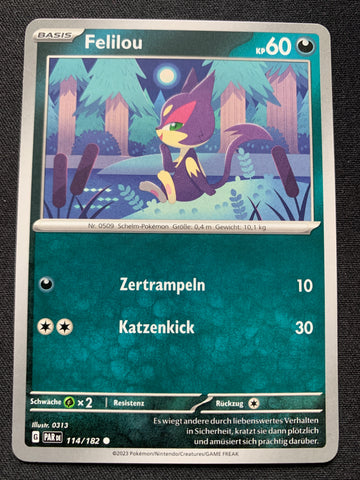 Felilou 114/182 – Paradoxrift (Karmesin & Purpur) – Pokémon Karte Matt