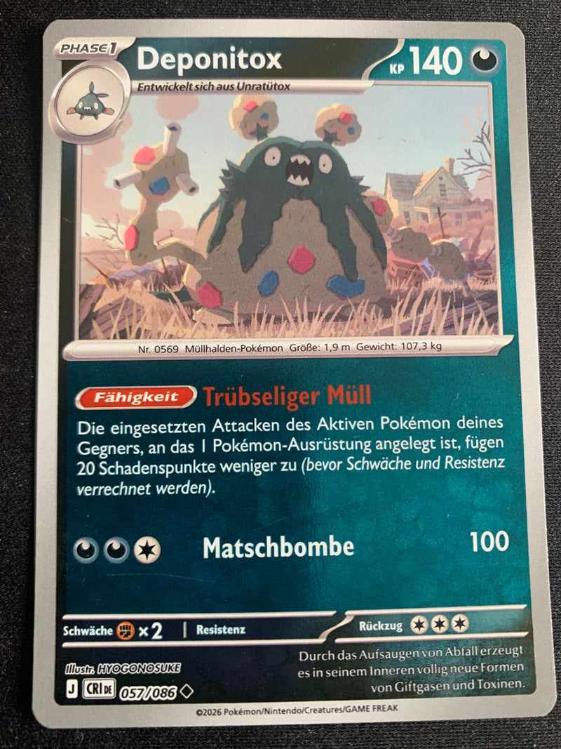 Deponitox 57/86 – Wachsendes Chaos (Mega-Entwicklung) – Pokémon Karte Reverse Holo