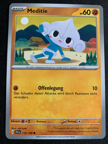 Meditie 110/198 – Karmesin & Purpur – Pokémon Karte Matt