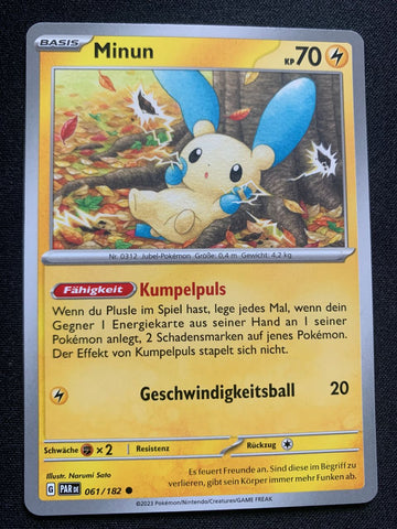Minun 61/182 – Paradoxrift (Karmesin & Purpur) – Pokémon Karte Matt