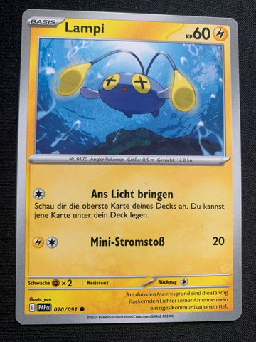 Lampi 20/91 – Paldeas Schicksale (Karmesin & Purpur) – Pokémon Karte Matt