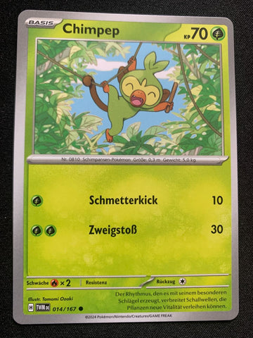 Chimpep 14/167 – Maskerade im Zwielicht (Karmesin & Purpur) – Pokémon Karte Matt