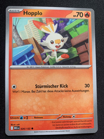 Hopplo 26/132 – Mega-Entwicklung – Pokémon Karte Matt