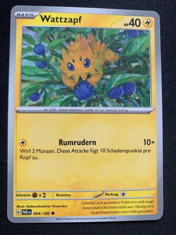 Wattzapf 64/182 – Paradoxrift (Karmesin & Purpur) – Pokémon Karte Matt