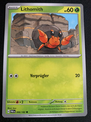 Lithomith 6/182 – Paradoxrift (Karmesin & Purpur) – Pokémon Karte Matt
