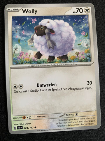 Wolly 124/142 – Stellarkrone (Karmesin & Purpur) – Pokémon Karte Matt