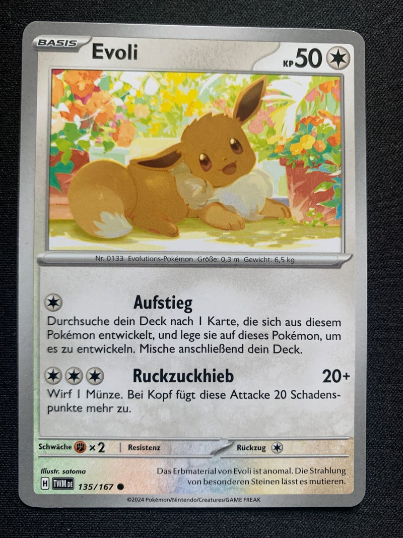 Evoli 135/167 – Maskerade im Zwielicht (Karmesin & Purpur) – Pokémon Karte Matt