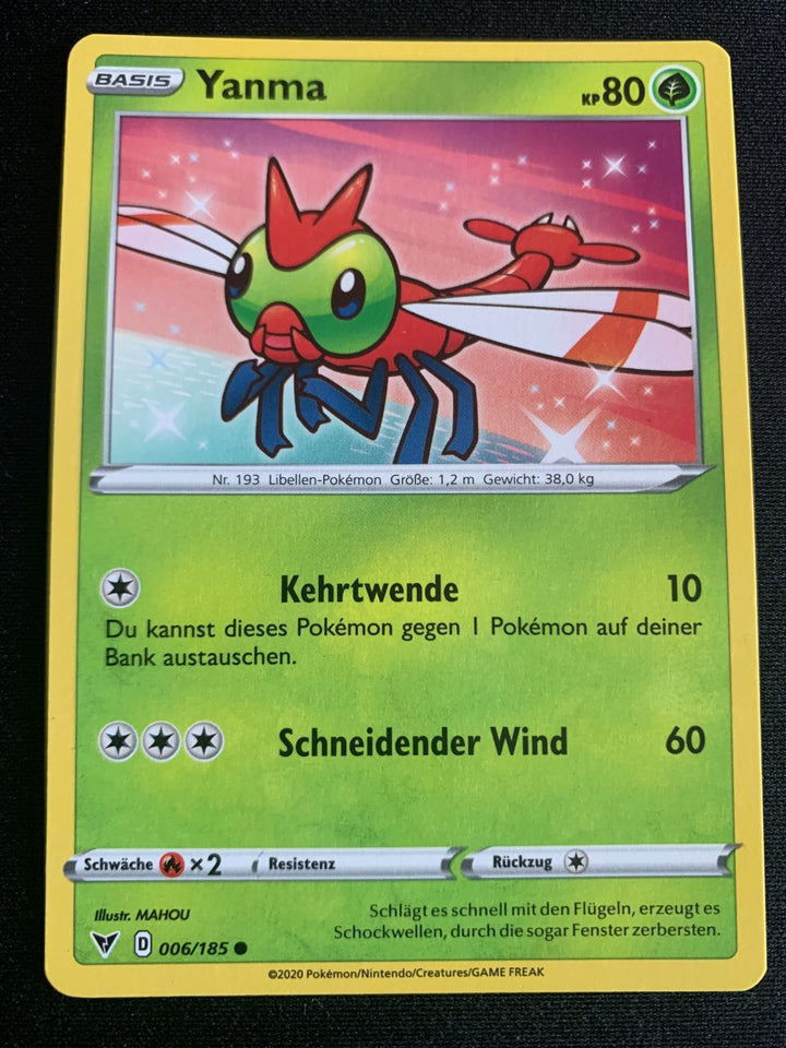 Yanma 6/185 – Farbenschock (Schwert & Schild) – Pokémon Karte Matt