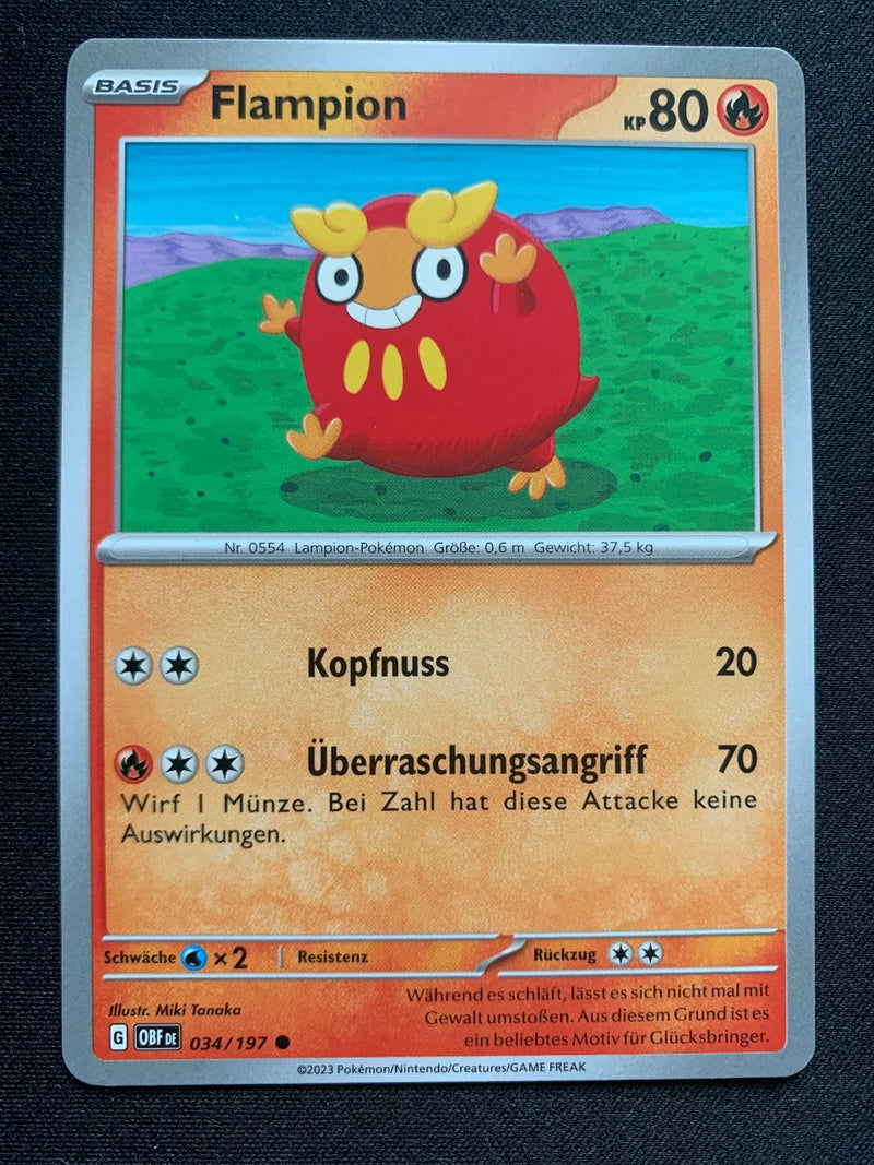 Flampion 34/197 – Obsidianflammen (Karmesin & Purpur) – Pokémon Karte Matt