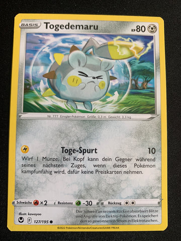Togedemaru 127/195 – Silberne Sturmwinde (Schwert & Schild) – Pokémon Karte Matt