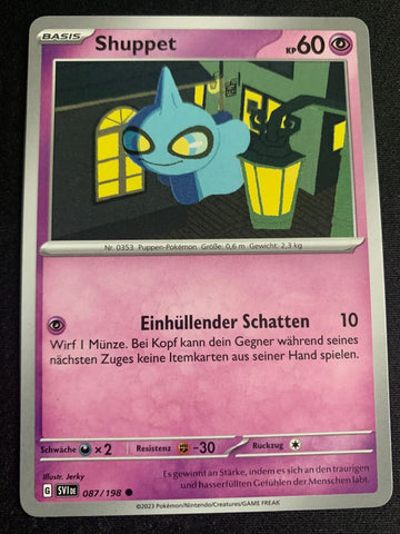 Shuppet 87/198 – Karmesin & Purpur – Pokémon Karte Matt