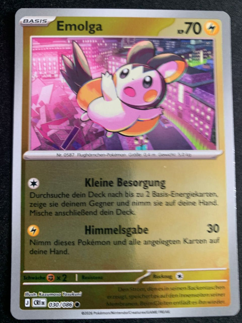 Emolga 30/86 – Wachsendes Chaos (Mega-Entwicklung) – Pokémon Karte Reverse Holo