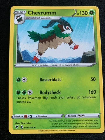 Chevrumm 18/185 – Farbenschock (Schwert & Schild) – Pokémon Karte Matt