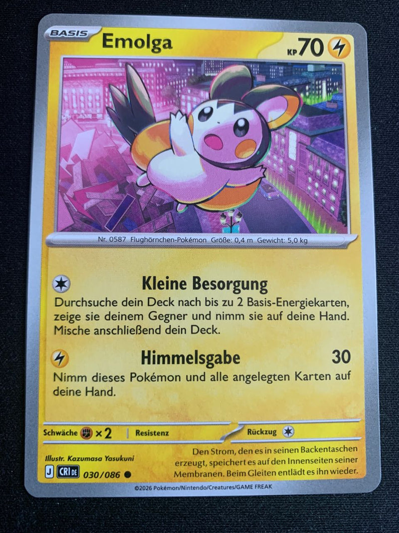 Emolga 30/86 – Wachsendes Chaos (Mega-Entwicklung) – Pokémon Karte Matt