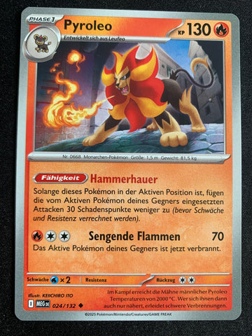 Pyroleo 24/132 – Mega-Entwicklung – Pokémon Karte Matt