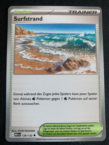 Surfstrand 129/132 – Mega-Entwicklung – Pokémon Karte Matt