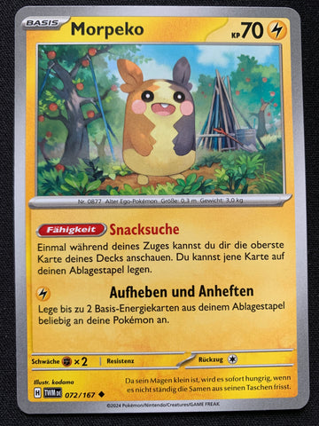 Morpeko 72/167 – Maskerade im Zwielicht (Karmesin & Purpur) – Pokémon Karte Matt