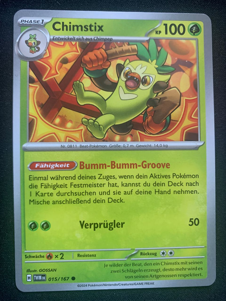 Chimstix 15/167 – Maskerade im Zwielicht (Karmesin & Purpur) – Pokémon Karte Matt