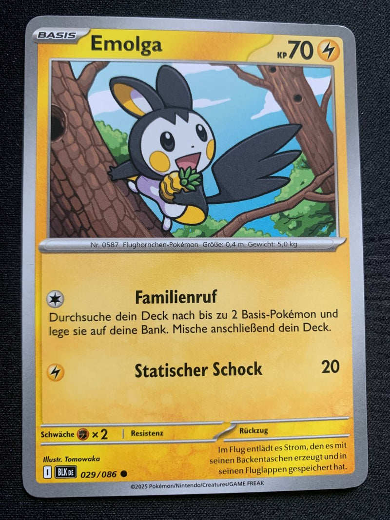 Emolga 29/86 – Schwarze Blitze (Karmesin & Purpur) – Pokémon Karte Matt