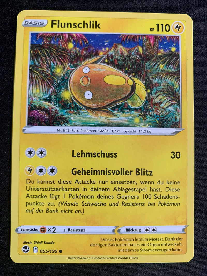 Flunschlik 55/195 – Silberne Sturmwinde (Schwert & Schild) – Pokémon Karte Matt