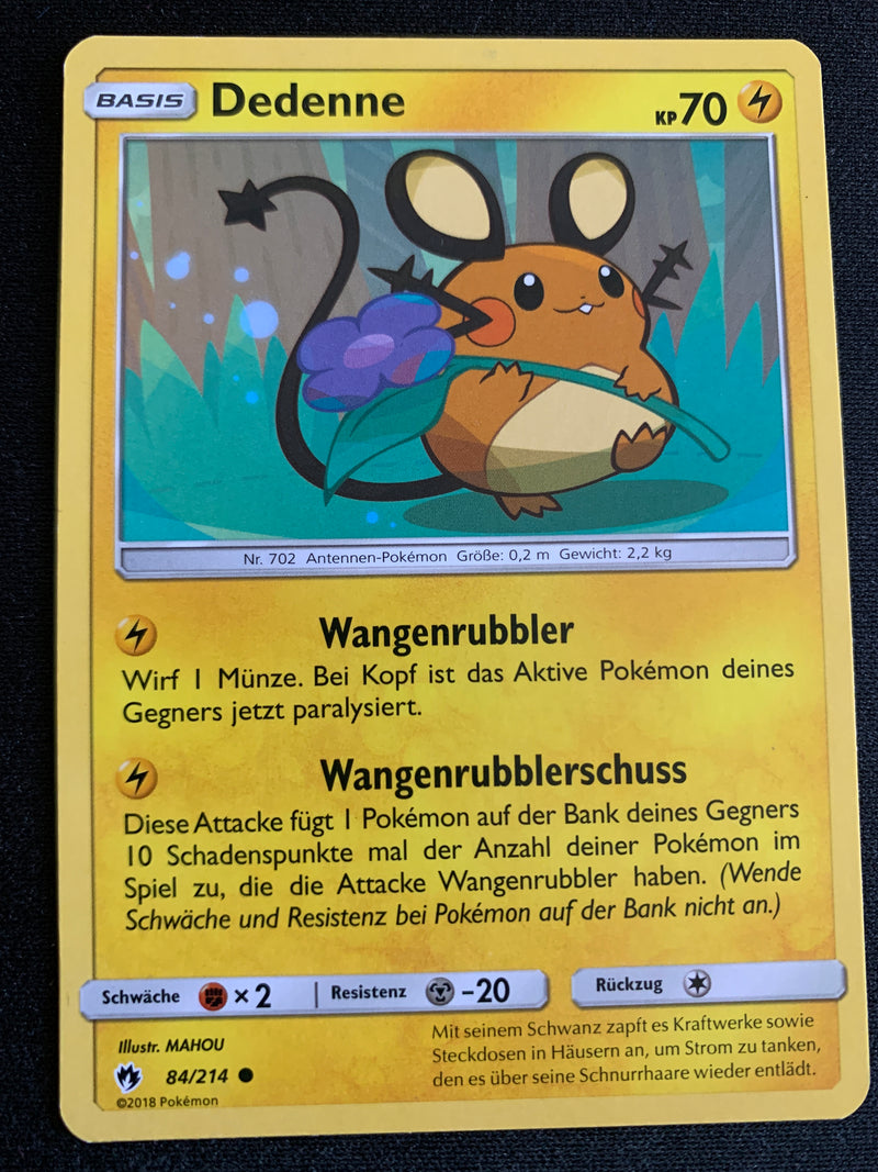 Dedenne 84/214 – Echo des Donners (Sonne & Mond) – Pokémon Karte Matt